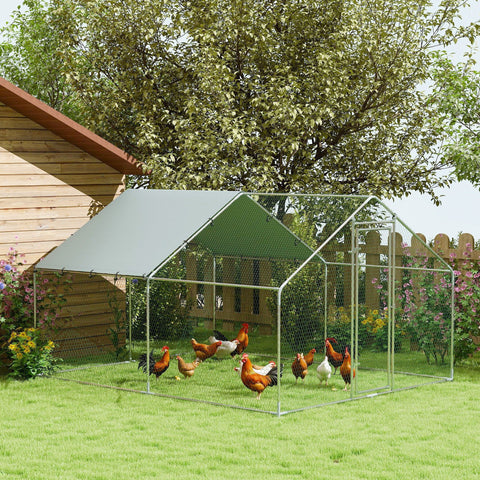 Rootz Large Chicken Enclosure - Metal Bird Cage - Poultry Run - UV & Water Resistant - 300cm x 340cm x 190cm