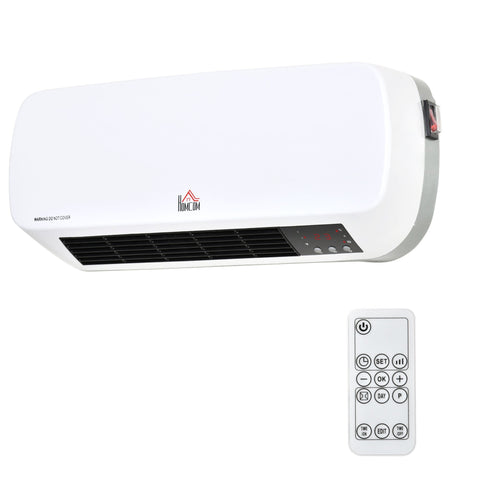 Rootz Wall Fan Heater - Ceramic PTC Heater - Space Heater - Energy Efficient Heating - 45cm x 18.6cm x 11.5cm - Remote Control Included