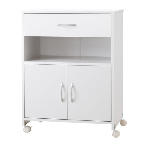 Rootz Mobile Printer Stand - Office Organizer - Printer Cabinet - Adjustable Shelf - 60 x 39 x 80 cm - White