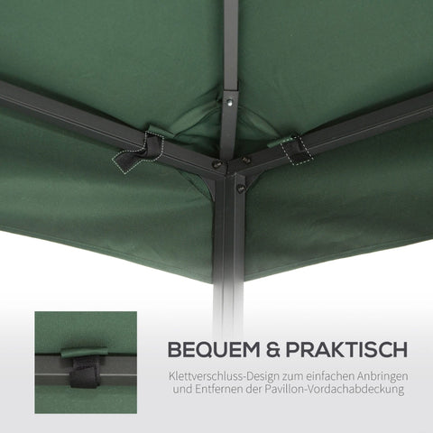 Rootz Replacement Roof for Metal Gazebo - Garden Pavilion Roof - Party Tent Canopy - UV Protection - Weather-Resistant - 3x3m - Dark Green Polyester