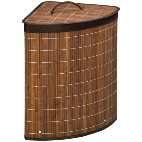 Rootz Laundry Basket - Laundry Hamper - 55l Capacity - Removable Lid - Bamboo - Polyester Blend - Brown - 38 cm x 38 cm x 57 cm