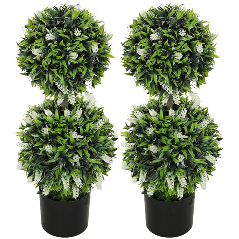 Rootz 2 Set Artificial Plants - Fake Lavender Trees - UV-Resistant Houseplant - Low Maintenance - 70cm x 15cm x 12.8cm