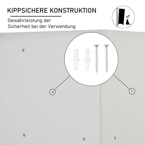 Rootz Children's Storage Shelf - Kid's Organizer - 3 Fleece Drawers - Tilt-Proof Stability - MDF White and  Grey - 57.4cm x 57.4cm x 94cm