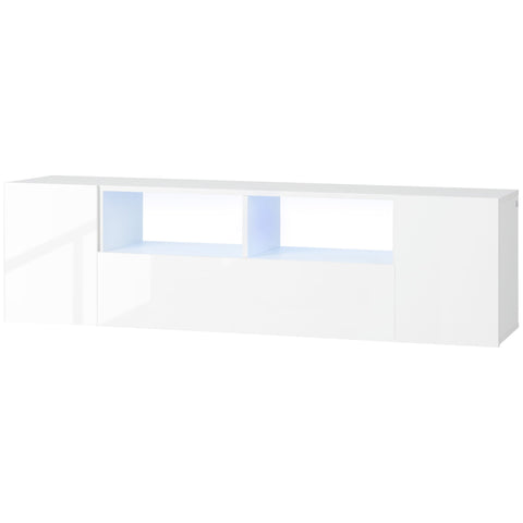 Rootz TV Stand - TV Bench - Media Console - LED Lights - Modern Style - 137 x 35 x 42 cm - White