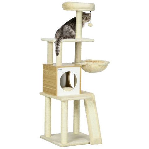 Rootz Cat Tree Scratching Post - Cat Cave - Multi-Level Cat Tower - Ultimate Comfort - Sisal Rope - 48.5cm x 48.5cm x 141.5cm