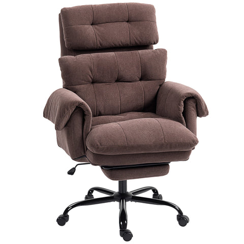 Rootz Office Chair - Rollable Upholstered Chair - Adjustable Armchair - Height Adjustable for Comfort - 80cm x 77cm x 108-116cm - Coffee Brown
