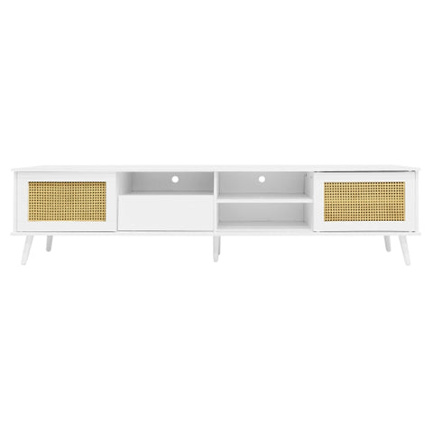 Rootz Rattan TV Stand - Entertainment Unit - Media Console - Robust Build - 200L x 40W x 49H cm