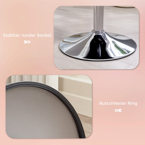 Rootz Pink Bar Stool - Padded Bar Chair - Height Adjustable Seat - 360° Rotatable Comfort - Ø38cm x 52-66cm Height