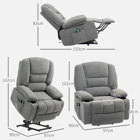 Rootz Electric Relax Chair - Massage Chair - Stand-Up Aid - Heat Functions - 97cm x 90cm x 102cm - Offers Comfort & Mobility