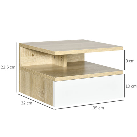 Rootz Set of 2 Wall Night Tables - Bedside Tables - Floating Tables - Space Optimizing Storage - 35x32x22.5cm