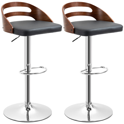 Rootz Set of 2 Bar Stools - High Chairs - Swivel Stools - Ergonomic Comfort - 46.5L x 44.5W x 79-100H cm