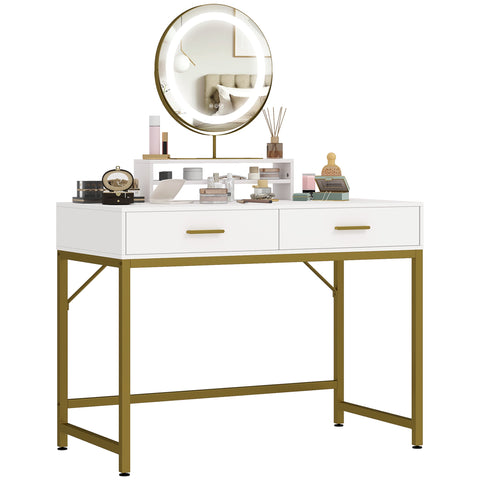 Rootz Cosmetic Table - Dressing Vanity - Makeup Desk - 360° Mirror LED - 100cm x 50cm x 137.5cm - Stylish & Versatile Design
