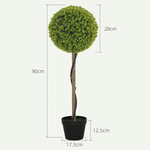 Rootz Artificial Eucalyptus Tree Set of 2 - Faux Plants - Decorative Trees - Easy Care - 90cm