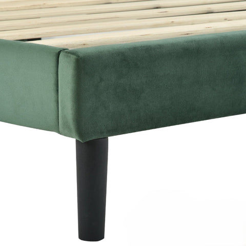 Rootz Single Bed - Slatted Headboard - Velvet Look - Elegant & Comfortable - 90 x 200 cm - With Storage Space - 96W x 209D x 111H cm