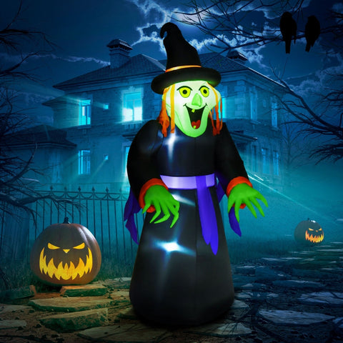 Rootz Inflatable Witch Cauldron Figure - Halloween Air Figure - LED Lighted Decoration - Durable Polyester - Weather-Resistant - 100cm x 100cm x 252cm