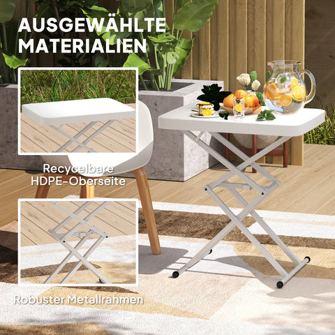 Rootz Garden Table - Portable Table - Bistrotic - Space-Saving, Foldable, 5 Height Options - 65x45x70cm
