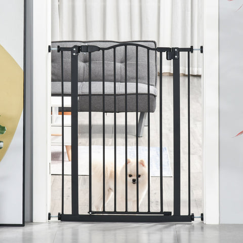 Rootz Dog Gate - Extendable Pet Gate - Safety Barrier - Double Locking - 74-80cm Width - Black