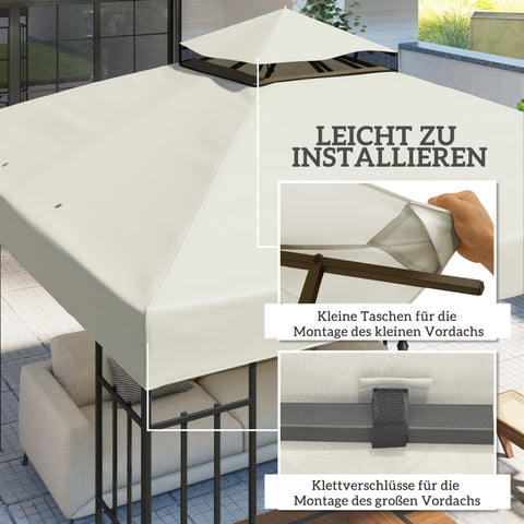 Rootz 3x3m Gazebo Roof - Replacement Tarpaulin - Pavilion Canopy - UPF30+ Sun Protection - 300cm x 300cm -Grey