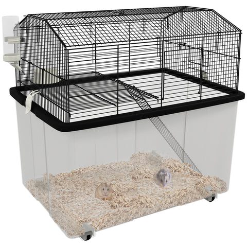 Rootz Hamster Cage Rodent Cage - Small Animal Habitat - Pet Enclosure - Exercise Promoting - Steel Wire - 57 x 43 x 57 cm