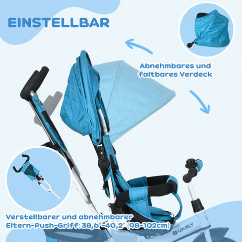 Rootz Children's Dreiwad - Toddler Tricycle - Kids' Bike - Promotes Learning - Metal Frame - Blue - 102 x 49 x 102 cm