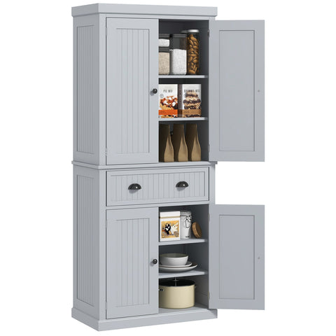 Rootz Kitchen Cabinet Buffet - Multi-purpose Bearing Cabinet - Storage Unit - Adjustable Shelves - 76.2 x 40.2 x 183 cm, Modern Grey Design
