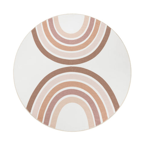Round Kids Rug – Soft Short Pile – Durable Polyester – Playful Rainbow Design