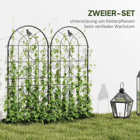 Rootz Rankgitter Metal 2 Set - Garden Privacy Screen - Climbing Plant Support - Rustproof - 50x120cm Black