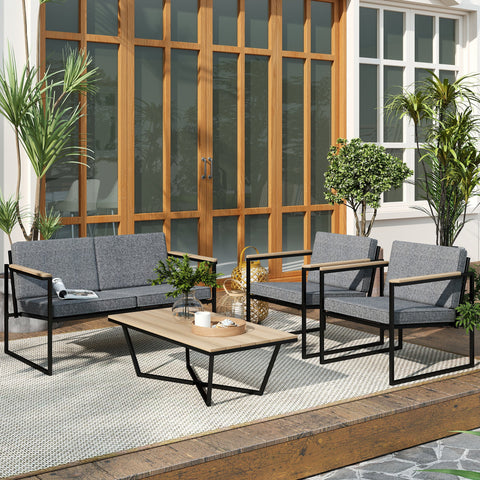 Rootz Garden Furniture Set - Patio Set - Outdoor Sofa Set - Weatherproof - 126cm x 72cm x 69.5cm (Loveseat), Grey and Brown