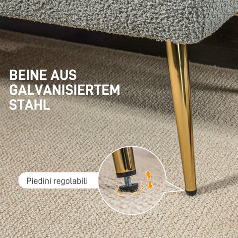 Rootz Modern Bed Bench - Window Seat - Dining Room Bench - Faux Lambswool - Thick Padding - 112cm x 41cm x 46cm