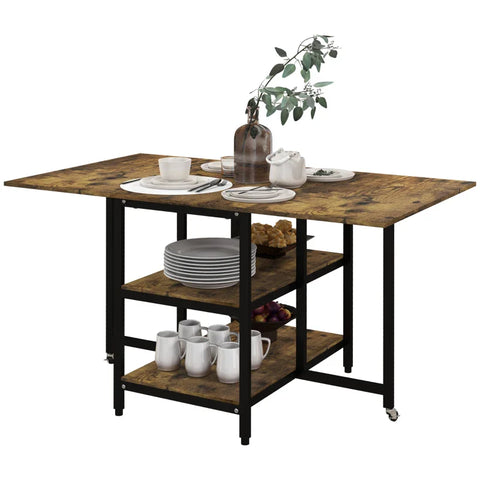 Rootz Dining Table - Folding Dining Table - Industrial Design - Steel - Chipboard - Brown + Black - 140 cm x 80 cm x 75 cm