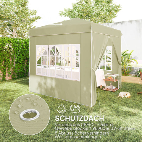 Rootz Pop Up Gazebo Tent - Garden Pavilion - Foldable Canopy - UPF50+ UV Protection - 248L x 248W x 270H cm - Green