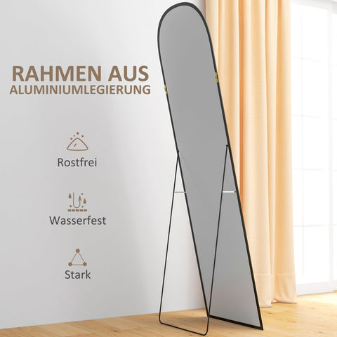 Rootz Stand Mirror - Full Body Mirror - Modern Design - Clear Reflection - 50cm x 1.5cm x 161.5cm - Black
