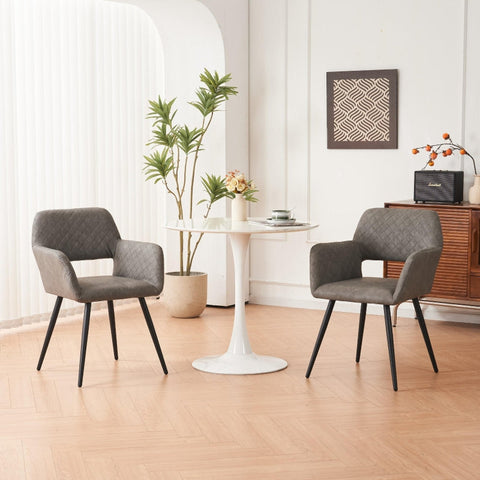 Rootz 2 Piece Set Makeup Chairs - Beauty Chairs - Comfort Seating - Ergonomic Support - 58cm x 56cm x 80cm - Cement Gray Faux Leather