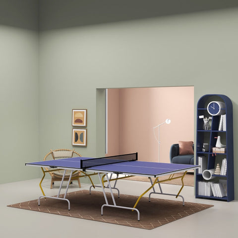 Rootz Tafeltennistafel - Pingpongtafel - Opvouwbare speeltafel - Ultracompacte opslag - Verstelbare poten - Multifunctioneel gebruik - 274 cm x 152,5 cm x 76 cm - MDF en staal