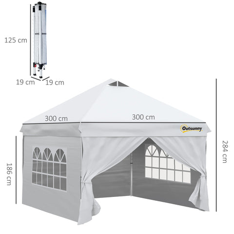 Rootz Pop-Up Garden Pavilion - Barnum Tent - Event Canopy - Easy Setup - 300cm x 300cm x 284cm