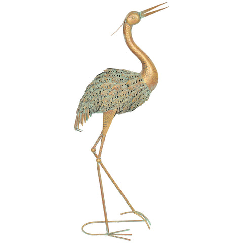 Rootz Heron Garden Statue - Outdoor Sculpture - Metal Decoration - Weatherproof and Stable - 39cm x 17cm x 90cm
