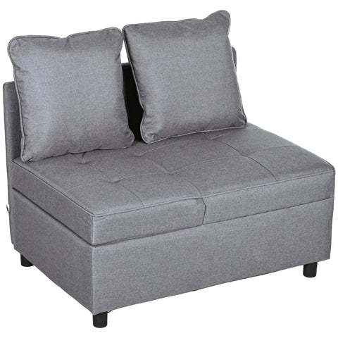 Rootz Sleeping Armchair - 2-Seater - Foldable Sofa - Linen Look - 5 Position Adjustable - Grey - 98cm x 71cm x 82cm