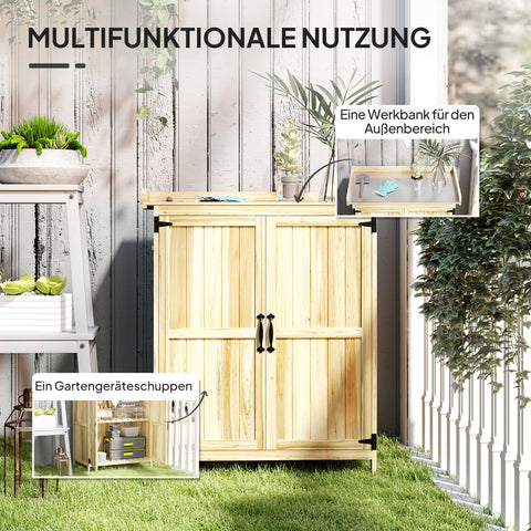 Rootz Garden Cabinet - Tool Storage - Outdoor Workbench - Weatherproof & Stainless Steel Surface - 74cm x 43cm x 88cm