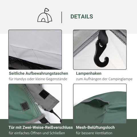 Rootz 2-Person Camping Tent - Pop-Up Dome Tent - Weatherproof Shelter - UV Protection - 325cm x 183cm x 130cm