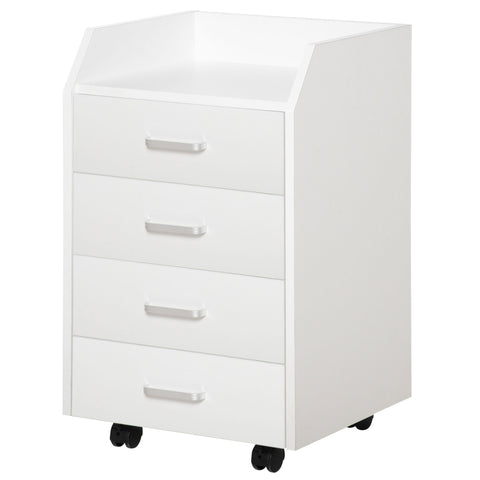 Rootz Rolling Office Container - Desk Storage - Mobile Cabinet - 4 Drawers - 40L x 36W x 65H cm - Modern Design - Easy Mobility