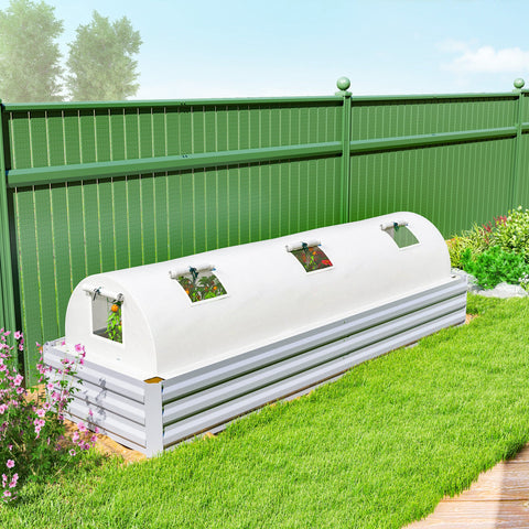 Rootz Foil Greenhouse - Mini Tunnel Greenhouse - UV-Resistant Plant Shelter - White Plastic Film - 300 x 80 x 45 cm