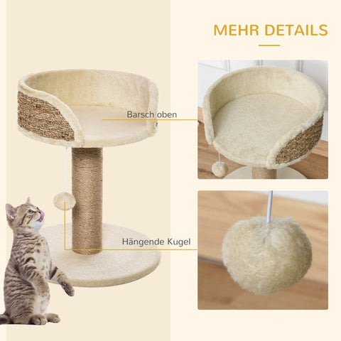 Rootz Scratching Post Cat Bed - Cat Lounger - Feline Play Station - Ultimate Comfort - High Safety Wall - Durable Jute Scratching Post - 40cm x 40cm x 49cm