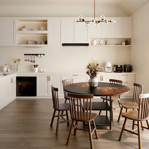 Rootz 4-Seater Round Dining Table - Kitchen Table - Dining Room Table - Built-in Storage - 120cm D x 120cm W x 76.2cm H