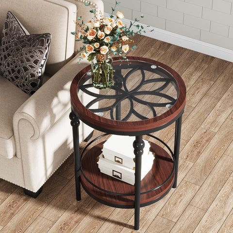 Rootz 2-Tier End Table - Side Table - Accent Table - Durable Design - 50cm x 50cm x 60cm