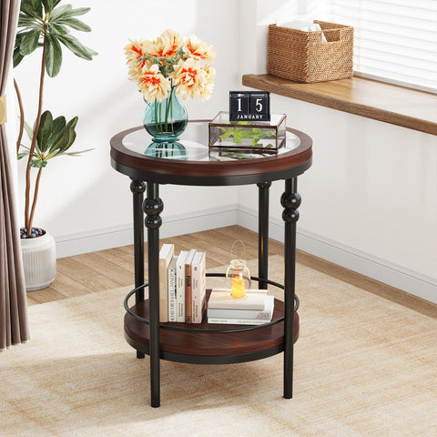 Rootz 2-Tier End Table - Side Table - Accent Table - Durable Design - 50cm x 50cm x 60cm