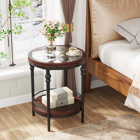 Rootz 2-Tier End Table - Side Table - Accent Table - Durable Design - 50cm x 50cm x 60cm