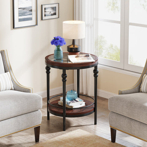 Rootz 2-Tier End Table - Side Table - Accent Table - Durable Design - 50cm x 50cm x 60cm