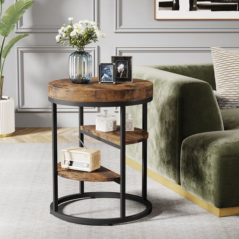 Rootz End Table - Side Table - Accent Table - Durable & Stylish - Faux Marble - 50 cm Depth x 50 cm Width x 65 cm Height