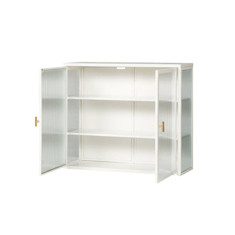 Rootz Modern Wall Cabinet - Glass Door Cabinet - Display Cabinet - Stylish Storage - 70cm x 23cm x 60cm