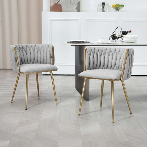 Rootz 2 Piece Casual Dining Chair Set - Linen Fabric Chair - Padded Seats - Comfort & Style - 54cm x 52cm x 73cm